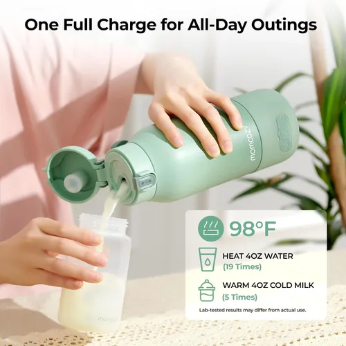 Vista 6 de Momcozy Calentador de Leche Portátil para Viajes – Modos de Calentamiento Dual para Leche Materna y Agua, Calentador de Biberones Portátil