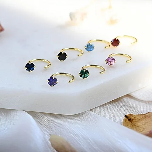 Vista 6 de Aretes pequeños de plata de ley 925 para mujer