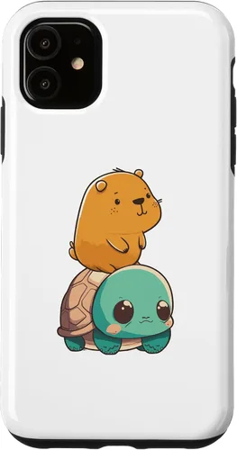 Vista 5 de Funda para iPhone 15 con diseño de tortuga y conejillo de indias para hombres, mujeres y niños
