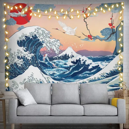 Vista 8 de feelacle Tapiz de luna de montaña, cielo nocturno estrellado, 60 x 40 pulgadas, blanco y negro, decoración de fiesta para dormitorio, sala de estar