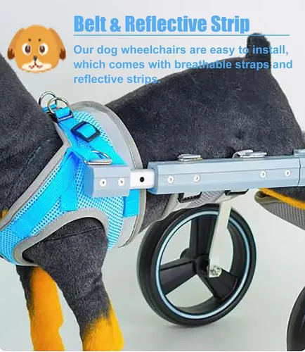 Vista 3 de Silla de ruedas para perro de 2 ruedas para pata trasera, carrito de ayuda para caminar para perros pequeños, medianos y grandes, ajustable