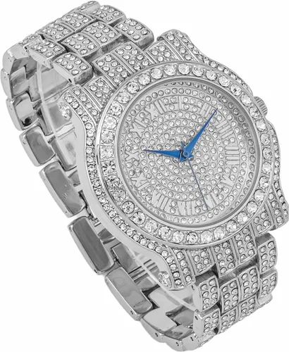 Vista 4 de Charles Raymond Bling-ed Out Ultimate Hip Hop Royalty Reloj para hombre con número romano de fácil lectura o indicadores de tiempo de diamantes