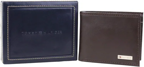 Vista 4 de Tommy Hilfiger Billetera plegable de cuero para hombre con bolsillo para monedas talla única