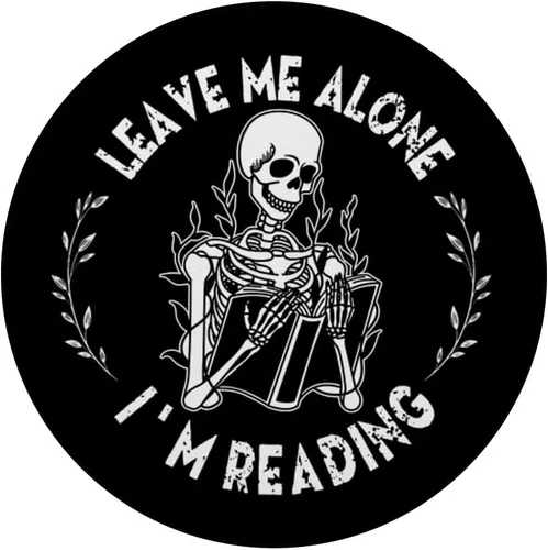 Vista 3 de Leave Me Alone I'm Reading - Libro de lectura de esqueleto, PopSockets intercambiables PopGrip