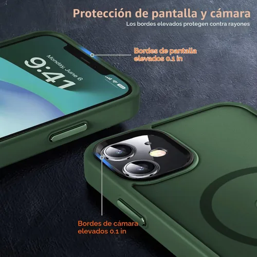 Vista 5 de MOCCA - Funda magnética resistente para iPhone 12 y 12 Pro, compatible con MagSafe, funda con protección contra caídas de grado militar, delgada
