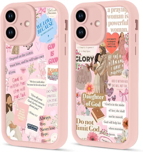 Vista 65 de Paquete de 2 fundas protectoras para iPhone 8 Plus/7 Plus de 5.5 pulgadas con collage de versículos bíblicos de Jesús para mujeres y niñas, diseño