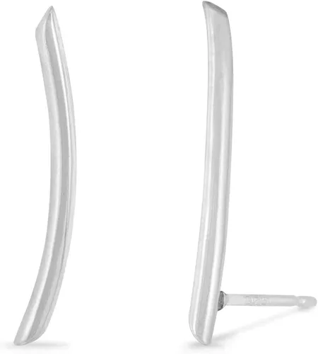 Vista 2 de Boma Jewelry - Pendientes de tuerca de plata de ley con barra curvada y diseño minimalista