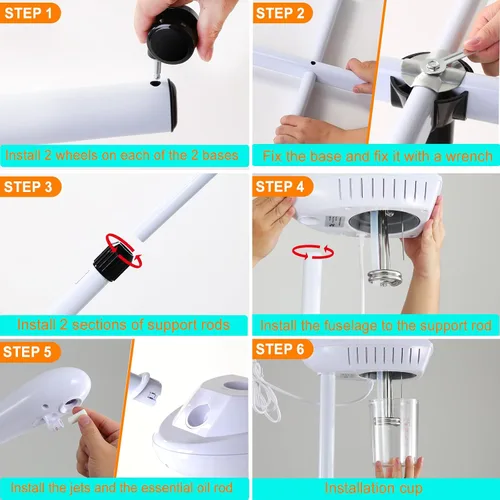 Vista 5 de Vaporizador facial profesional, vaporizador facial de ozono spa sobre ruedas, altura y ángulo ajustables, vaporizador de esteticistas más vapor