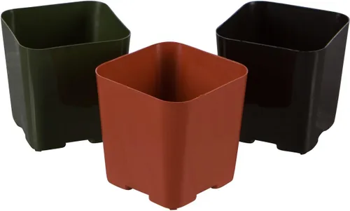 Vista 4 de Paquete de macetas de plástico de 2 pulgadas para plántulas o suculentas (100 macetas, color negro)