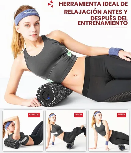 Vista 5 de FITINDEX Rodillo de espuma vibratoria para ejercicio,4 velocidades de Negro