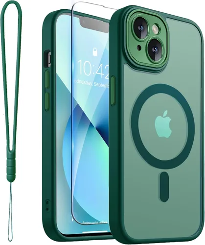 Vista 19 de ROYBENS Funda transparente mate para iPhone 12 Pro-Max compatible con Magsafe, protección completa de lente de cámara, protector de pantalla, correa