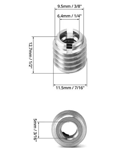 Vista 3 de QWORK Inserto roscado de acero inoxidable para madera dura, roscas internas 1/4-20, paquete de 20 insertos de tuerca de 5/8" de largo para maderas