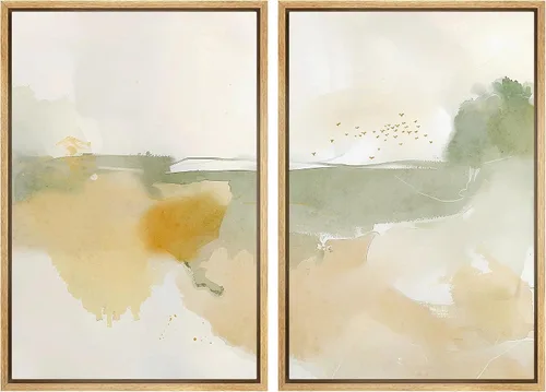 Vista 85 de MUDECOR Lienzo enmarcado para pared, bosque brumoso, reflejos, paisaje tranquilo, ilustraciones modernas, arte decorativo, bohemio, tranquilo/zen