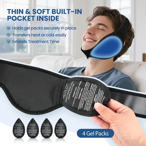 Vista 6 de LotFancy Envoltura para la Cabeza con Paquete de Hielo para Muelas del Juicio, Paquete de Hielo Facial para Alivio del Dolor de Muelas y Mandíbula