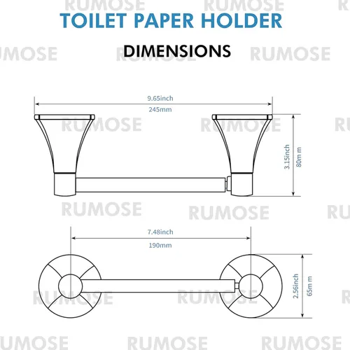 Vista 7 de RUMOSE Toilet Paper Roll Holder Bathroom Flexible Pivoting Tissue Handle on Wall Mounted Antique Brass Rustproof Toilet Tissue Roll Holder,Stainless