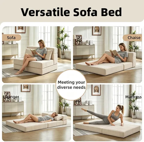 Vista 3 de Sofá Cama Plegable con Colchón, Sofá Cama Plegable con Funda para Silla de Cama con Almohada para Sala de Estar Oficina en Casa