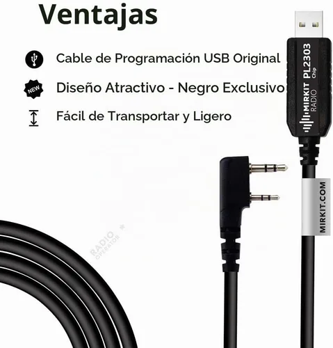 Vista 4 de MIRKIT Cable de programación USB modelo básico PL2303 Chip para radios portátiles Baofeng de dos vías: UV-5R, 5RA, 5R Plus, 5RE, bf F8HP, UV3R Plus