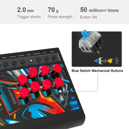Vista 9 de Arcade Stick, PXN X8 Fight Stick Game Controller Joystick Green Axis Mechanical Buttons USB Wired Connection for PCPS4Xbox OneXbox Series