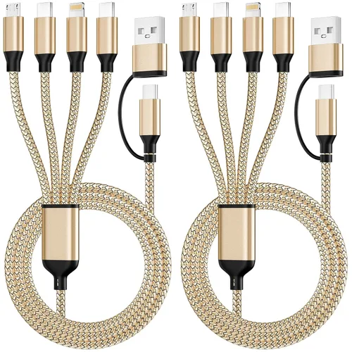 Vista 23 de Cable divisor USB C multi carga para múltiples dispositivos, cable de carga rápido 4 en 1, cable de carga de teléfono USB C trenzado con 4