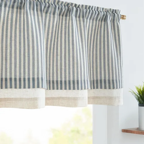 Vista 22 de jinchan - Cenefa de lino a rayas, cenefa de cortina de 16 pulgadas con rayas verticales para cocina, baño, tratamiento de ventana con filtro de luz