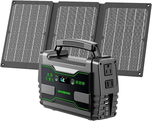 Vista 13 de MARBERO Generador solar de 155 Wh con panel solar incluido Estación de energía portátil de 30 W, 100 W, 150 W, sobretensión, multisalida, generador