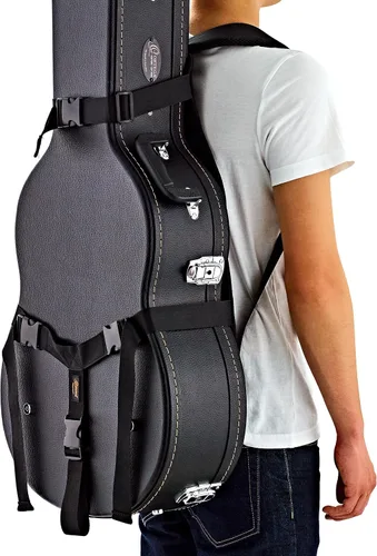 Vista 2 de Ortega Deluxe - Correa para mochila con cojín trasero para funda rígida, lleva tu funda rígida como una bolsa de concierto, color negro (OBPS-DLX)