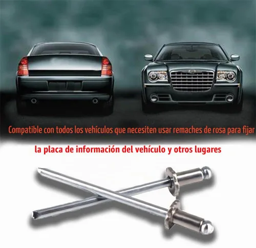Vista 3 de 1 par de remaches universales NOS Dash Rosette acero inoxidable para Ford Chrysler AMC VIN etiqueta de puerta