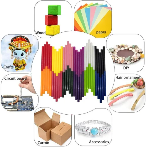 Vista 6 de Tretar - Barras de pegamento termofusible de colores, mini barras de pegamento caliente de colores para manualidades, bricolaje, reparación general
