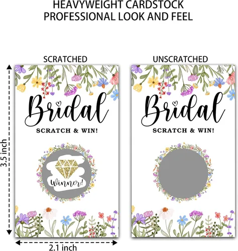 Vista 2 de Tarjetas de juego para raspar para despedida de soltera, boletos de lotería nupcial de flores de primavera, ideas de juegos de despedida de soltera
