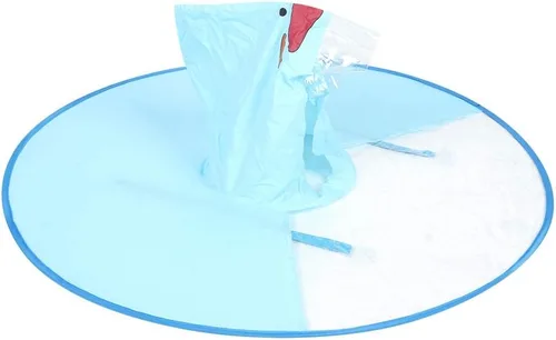 Vista 6 de Fydun S Foldable Raincoat Portable Reusable Hooded Waterproof Umbrella Hat Raincoat Light Blue Wide Range of Uses (Light Blue)