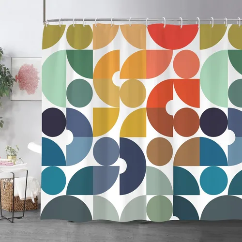 Vista 13 de zokyer - Cortina de ducha para niños, divertida y abstracta, de tamaño pequeño, con lunares, geométrica, de color, única, estrecha, para baño