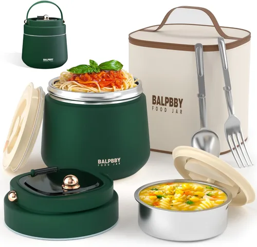 Vista 11 de Termo para alimentos calientes para adultos, 40 onzas, recipientes térmicos de sopa de boca ancha con aislamiento al vacío, frasco de comida de Negro