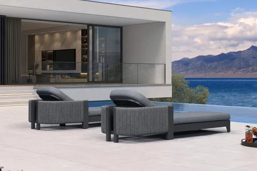 Vista 9 de PURPLE LEAF Sillones de día al aire libre con cojín para tomar el sol, tumbonas reclinables para bronceado, juego de 2, aluminio, para patio