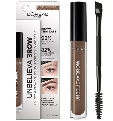 Vista 17 de L'Oreal Paris Unbelieva-Brow Gel tintado impermeable para cejas de larga duración, resistente a las manchas, a prueba de transferencia, secado Negro