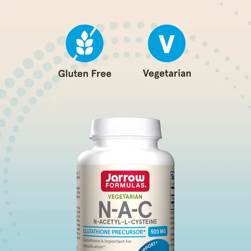 Vista 5 de Jarrow Formulas® N-A-C 500 mg, suplemento dietético, apoyo antioxidante para la salud del hígado, 60 cápsulas vegetales, suministro para 60 días