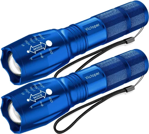 Vista 9 de Victoper Linternas LED Rojas, linterna táctica recargable de alto poder y alto lúmen súper brillante, 5 modos, con zoom, impermeable, luces de flash
