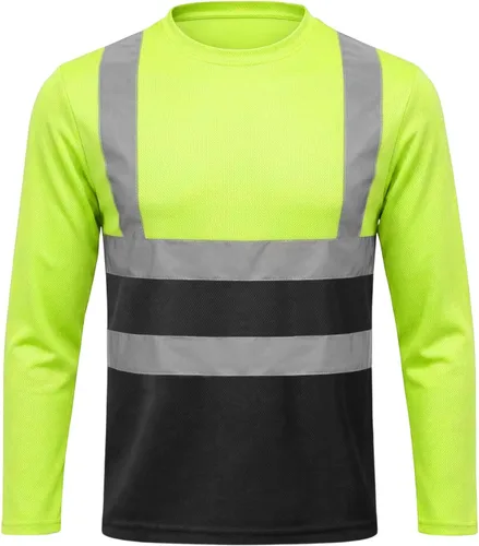 Vista 9 de HYCOPROT Hi Vis - Camisas de seguridad de manga larga de alta visibilidad, camisa reflectante para hombres y mujeres, camiseta de construcción