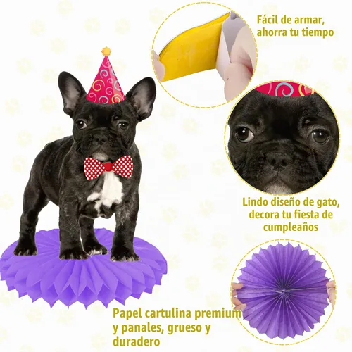 Vista 2 de 13 piezas de centro de mesa de panal para perros y bebés, suministros de fiesta de cumpleaños para mascotas, decoración de mesa para fiesta