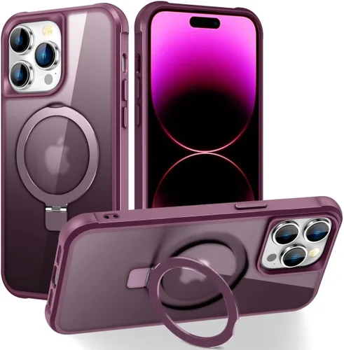 Vista 150 de CHAOFEnG Funda magnética compatible con iPhone 11 con soporte, prueba de caídas de grado militar, compatible con imán, anillo translúcido, parte