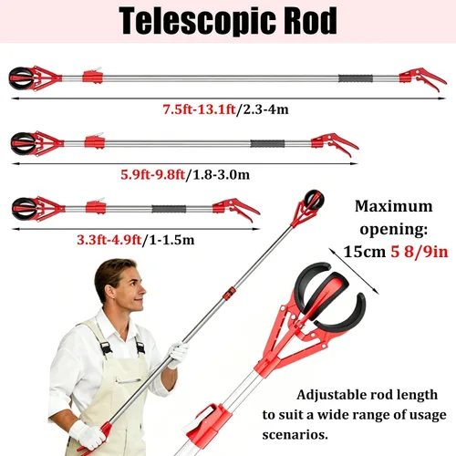 Vista 7 de Extend a Reach Light Bulb Changer Attachment, Handheld Light Bulb Changer Pole with Lockable Handle, Retractable Hanger Pole for