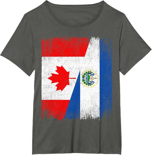Vista 46 de Camiseta Half Canada El Salvador Flag Canadian Salvadoran Pride Roots