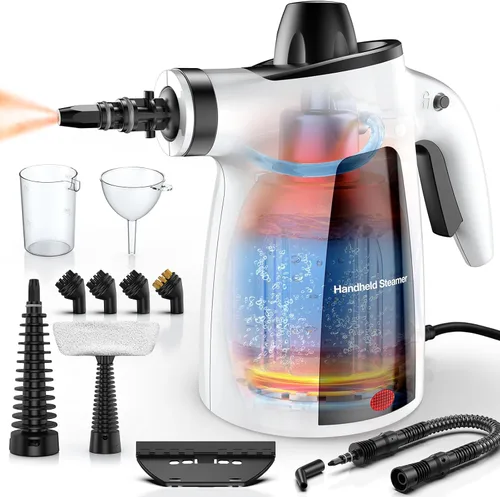 Vista 9 de LABIGO Limpiador a vapor, limpiador de vapor natural de mano presurizado multisuperficie con 12 accesorios y bloqueo de seguridad, vaporizador