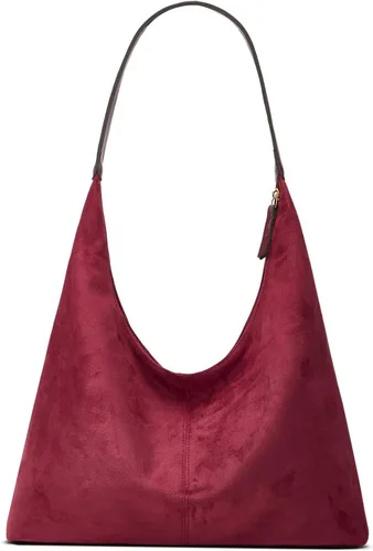 Vista 8 de Bolso de hombro de ante moderno para mujer, bolsa de mano, bandolera, bolso con asa superior, bolso para viajes, universidad, trabajo