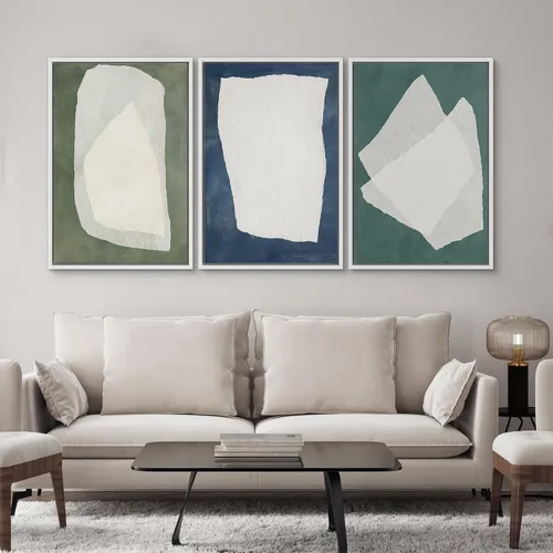 Vista 124 de SIGNWIN Lienzo enmarcado para pared, juego de arte pastel con cadena montañosa, bosque, niebla, naturaleza silvestre, ilustraciones modernas, arte