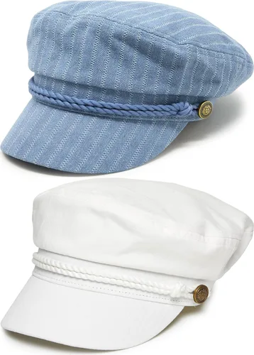 Vista 41 de Funky Junque Gorra de pescador griego, gorra de algodón para panaderos Floral - Denim