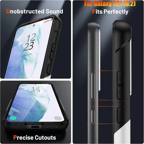 Vista 6 de Funda resistente para Samsung Galaxy S21 de 6.2 pulgadas, 4 esquinas con bolsas de aire [protección contra caídas de 12 pies], agarre texturizado