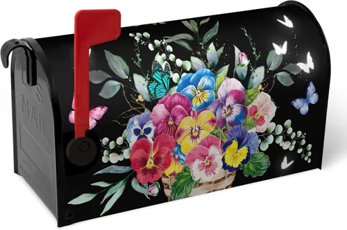 Vista 85 de Funda magnética para buzón patriótico de verano del 4 de julio, cubierta para buzón de bandera de Estados Unidos, diseño floral, Día