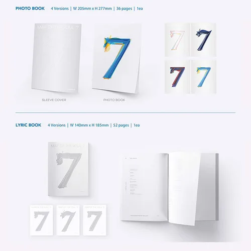 Vista 3 de BTS Album - MAP OF SOUL : 7 [ 3 ver. ] Package + Photo Book + Lyric Book + CD + Mini Book + Photo Card + PostCard + Sticker + Coloring Paper