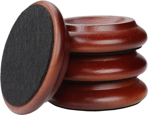 Vista 11 de 4 piezas de tazas de ruedas de piano vertical de madera maciza, tazas de ruedas para muebles, tazas de ruedas con almohadillas de fieltro
