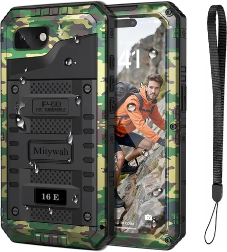 Vista 22 de Mitywah Funda impermeable para iPhone 7/iPhone 8 / iPhone SE 2020, funda de metal resistente de grado militar, protección de cuerpo completo